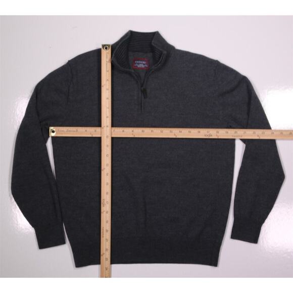 Untuckit Gray Merino Wool 1/4 Zip Pullover Sweater Men's Small - Picture 3 of 6